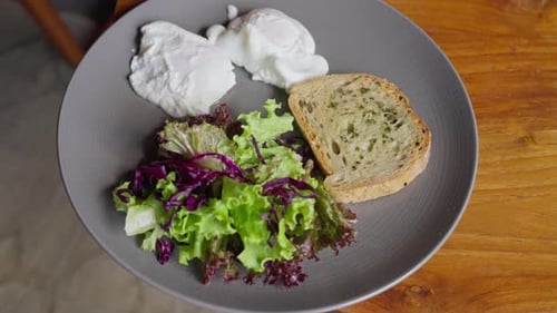 Healthy Breakfast or Lunch Food with Poached Eggs Top View Delicious Breakfast