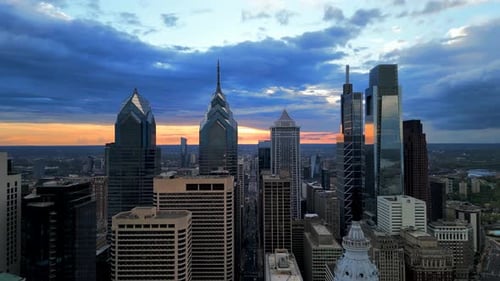 Philadelphia Downtown Dramatic Sunset, Skyscrapers, Iconic