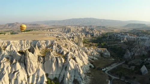 Scenic hot air balloon landscape in Cappadocia Turkey