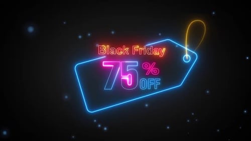 Black Friday Sales Offer Neon Price Tag Animation