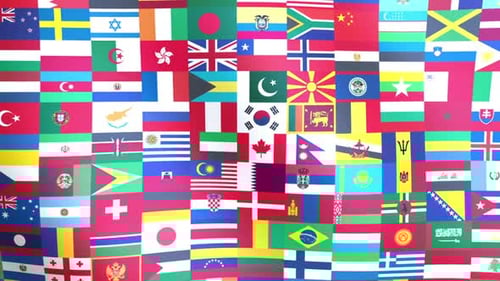 Global Diversity Waving Flags Motion Background