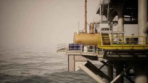 Oil Rig Platform Overlooking the Open Sea During a Clear Day
