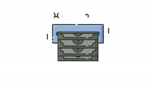 withdraw money from ATM icon animation isolated alpha channel video