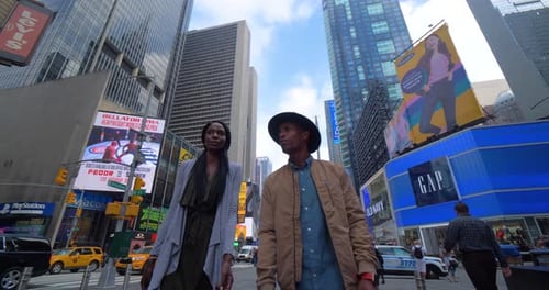 Times Square Couple Laughing Slow Motion