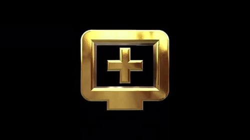 Golden 3D Medical Monitor Plus Icon Loop Animation