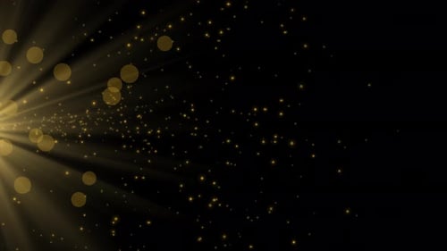Golden Sparkling Particles with Light Rays Background Loop