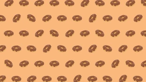 4K Delicious Chocolate Donuts Rotating Pattern Animation Seamless Sweet Background Loop