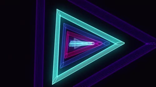 Dreiecke, abstrakte Neonlichter, Hintergrund, Loop-Animation