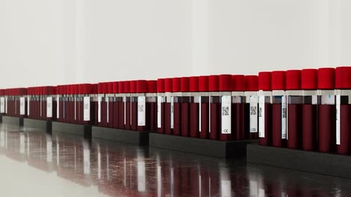 Medical Lab Blood Sample Tubes Panning Animation