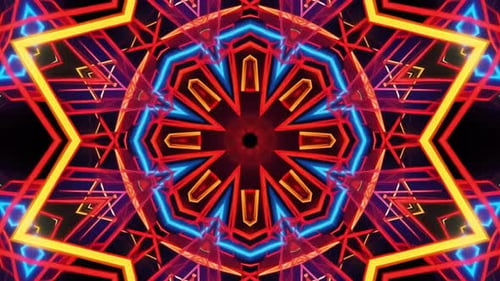 Abstract Neon Geometric Kaleidoscope Loop Background