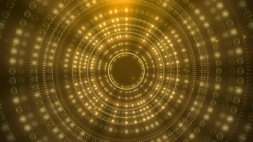 Festive light podium stage stand Golden lights dark background animation. performance. Futuristic sh