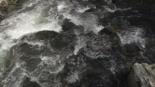 Rushing River with Rapids Flowing Over Rocks