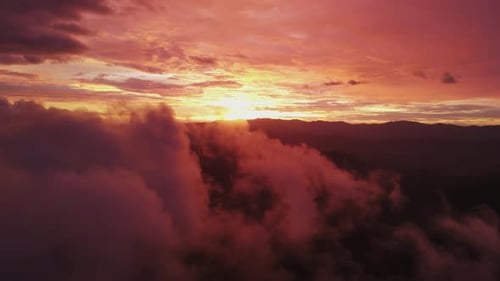 Aerial View of Clouds at Sunset