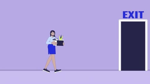 South asian lady getting fired line cartoon animation