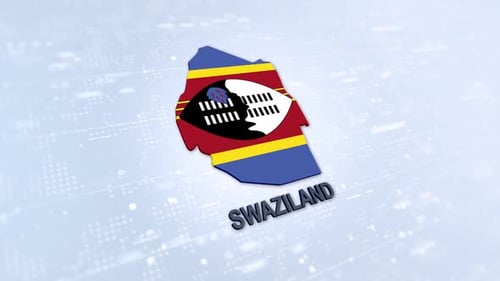 3D Animated Swaziland Map with Flag and Name