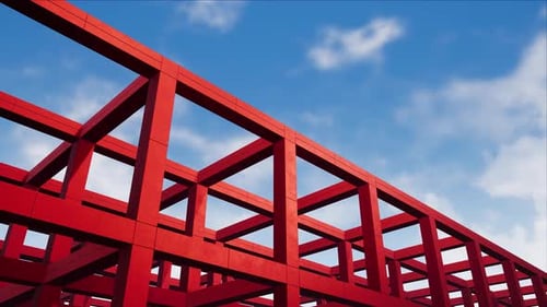 Bucle de fondo de construcción de estructura de hierro rojo