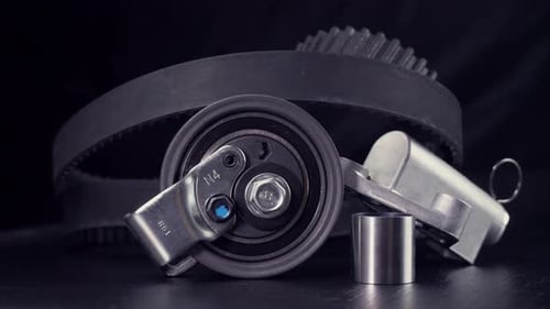 Auto parts spare parts car on grey background. Large quantity