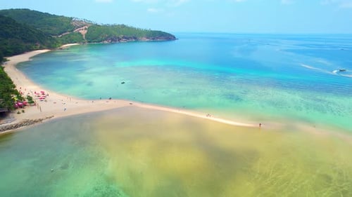 Tropical island and sandbar with stunning white sandy beaches