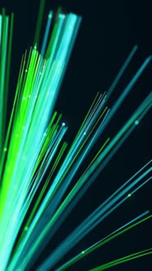 Illuminated Fiber Optic Cables with Moving Data Glowing Internet Data Streams Digital Transmission