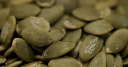 Macro Shot of Pile of Roasted Pumpkin Seeds
