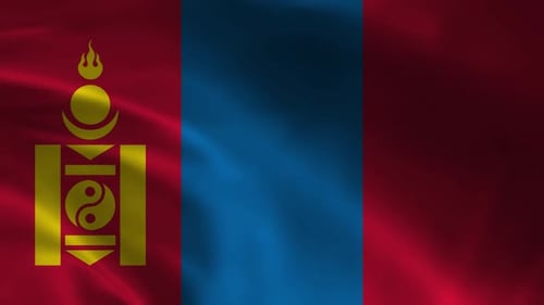 Realistic Waving Flag of Mongolia Vertical Animation