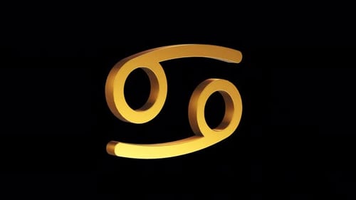 Golden 3D Cancer Zodiac Sign Symbol Animation