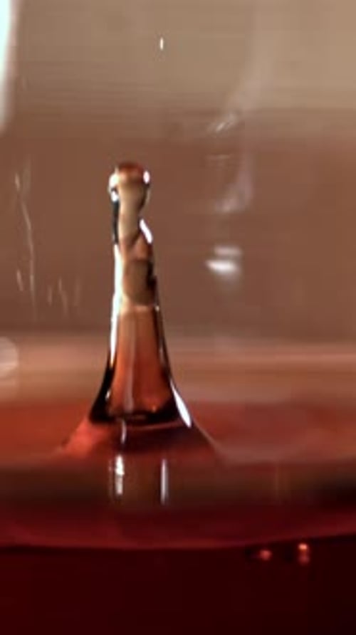 A Drop Falls Into a Glass of Cognac Filmed on a Highspeed Camera at 1000 Fps
