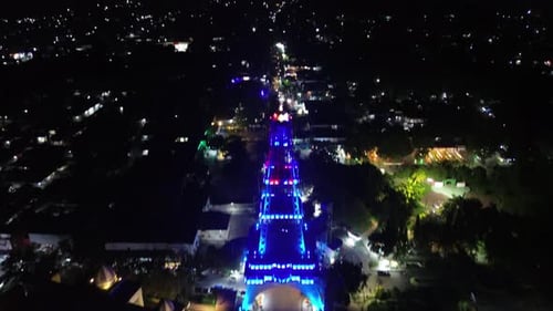 Aerial view of Limboto Majesty Tower or Pakaya Tower at night