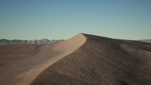 Aerial View on Big Sand Dunes in Sahara Desert at Sunrise