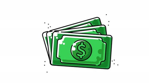 Three Green Cartoon Dollar Bills