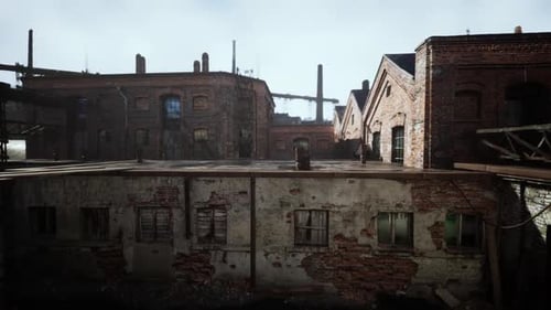 Abandoned Factory Building Decaying Over Time in a Forgotten Industrial Area