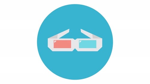 Animated 3D Glasses Flat Design Icon Loop