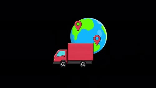 Global Delivery Truck Flat Design Animation