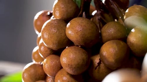 Bunch of Fresh Longan Fruit, Close Up