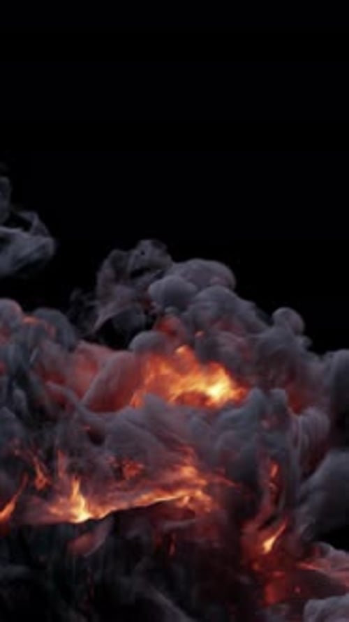 Flames And Thick Smoke Explosion Social Media Fire Transition Reveal Alpha Channel Vertical Format 3