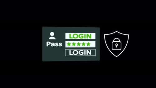 Animated Login Interface with Security Shield and Password Entry