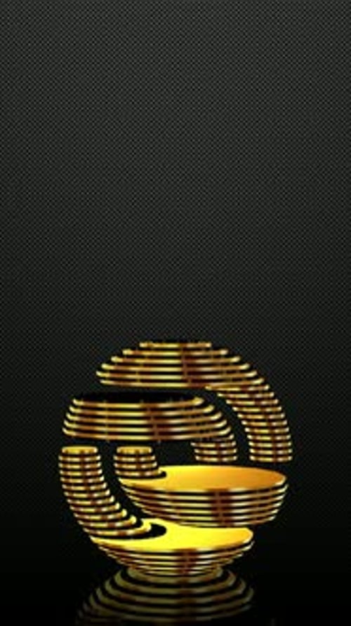 Vertical Background, Black and Gold Figure, Shape, Mirror, Unique Design, Exclusive, 3D Render
