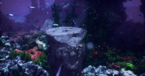 Mysterious Underwater Ancient Column Pedestal Background