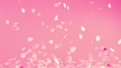 Animated Confetti Falling on a Pink Background