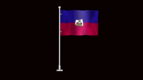 Waving Haiti Flag on Pole