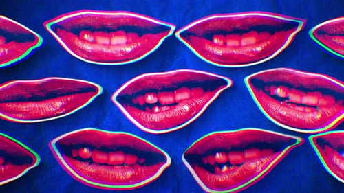 Retro Glitch Effect Animated Lips Background