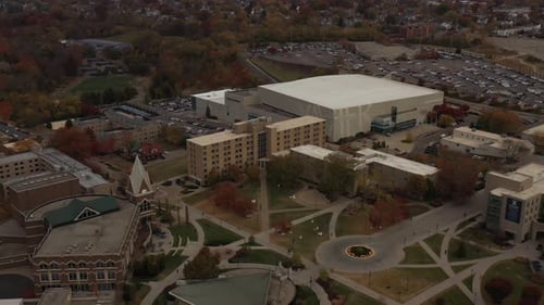Aerial view of Victory Parkway buildings, United States.