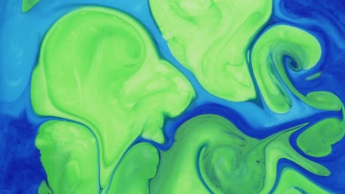 Abstract Close Up Texture Of Oil With Blue And Green Paint