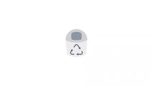 Animated Recycling Bin Icon in Flat Design Style