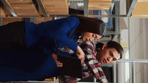 Warehouse Stock Check with Laptop Collaboration