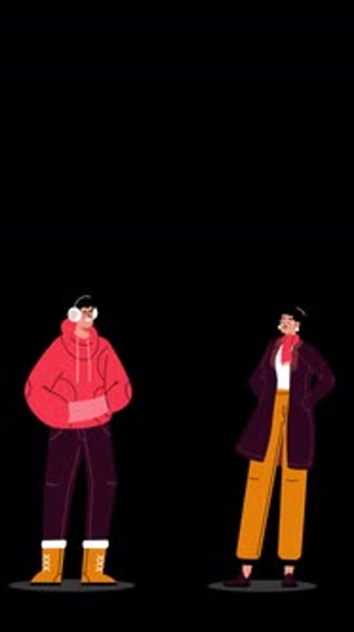 Girl and Boy are Talking Vertical Alpha Channel