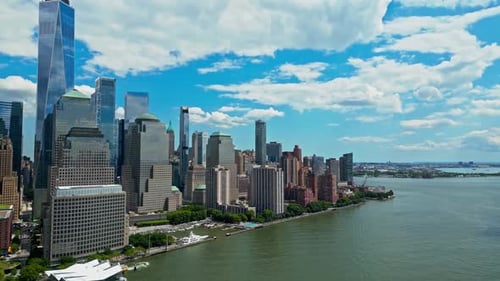 New York City NYC Aerial View New York City Skyline From Drone Panoramic Drone View on Manhattan in