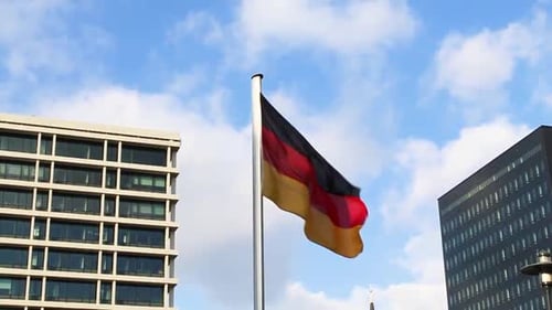 German Flag Waving in the Wind