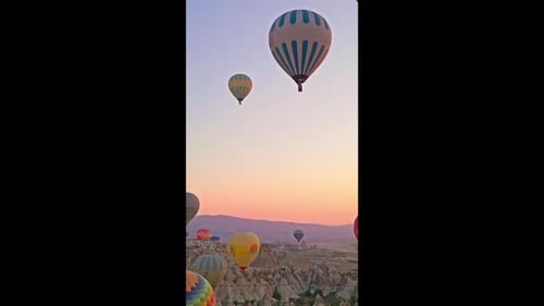 Hot Air Balloons Over Cappadocia - Aerial View