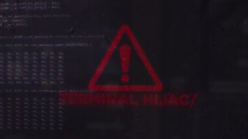 Terminal Hijack On Hack Screen And Data Matrix Simulation With Futuristic Hud Screen